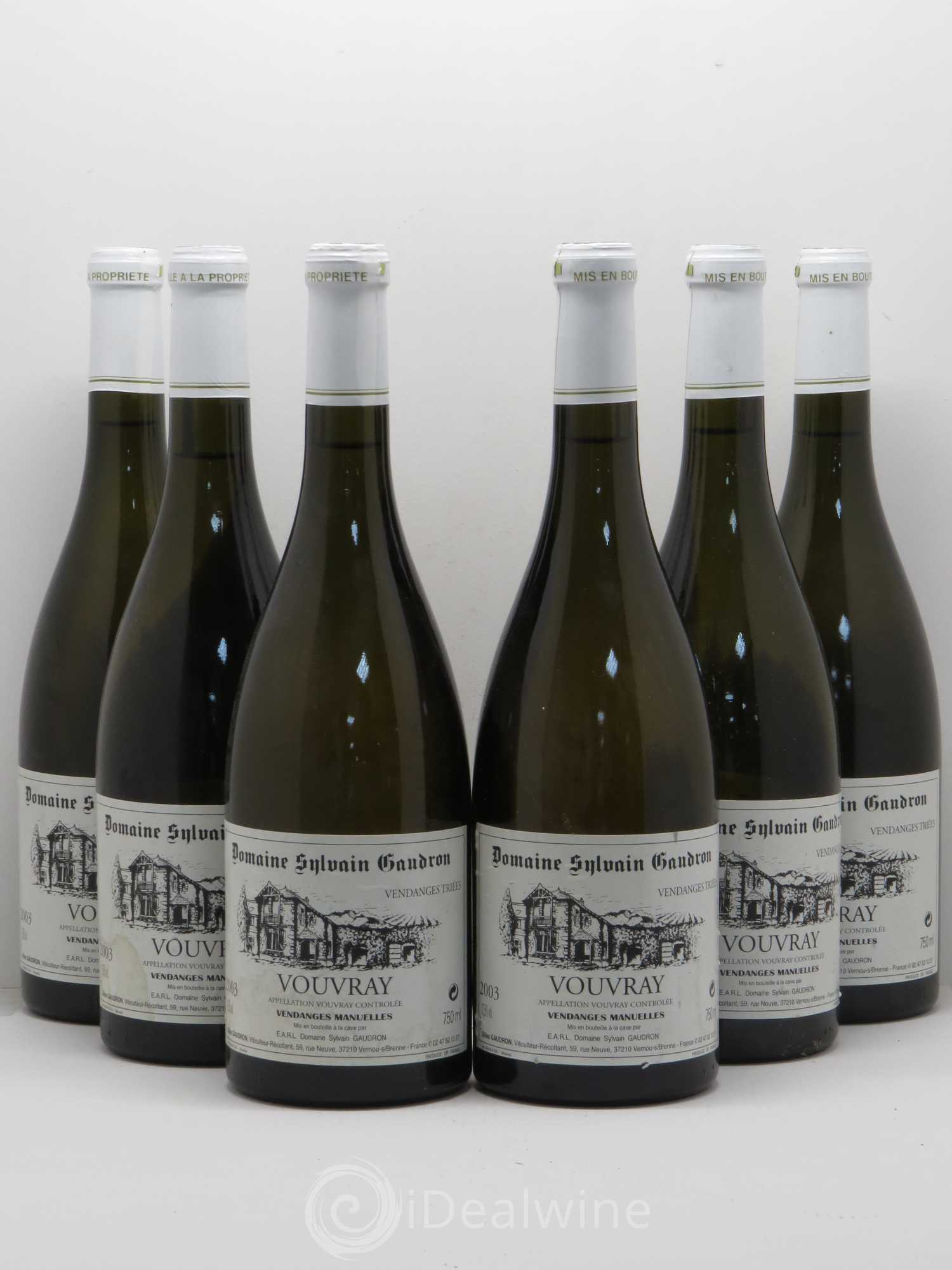 Vouvray Vendanges triées - Sylvain Gaudron 2003 - Lotto di 6 bottiglie - 0