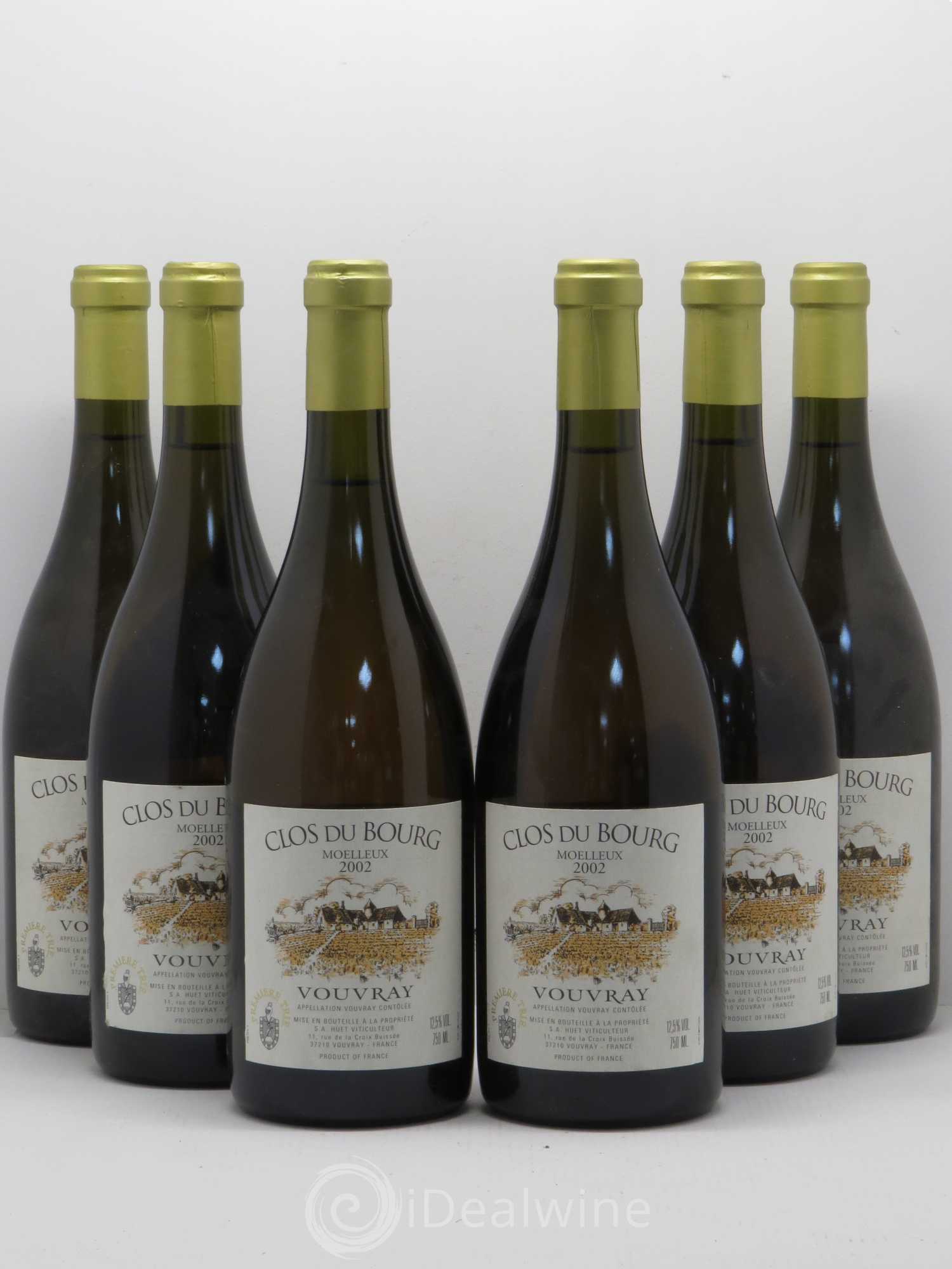 Vouvray Clos du Bourg Moelleux 1ère trie Domaine Huet 2002 - Lotto di 6 bottiglie - 0