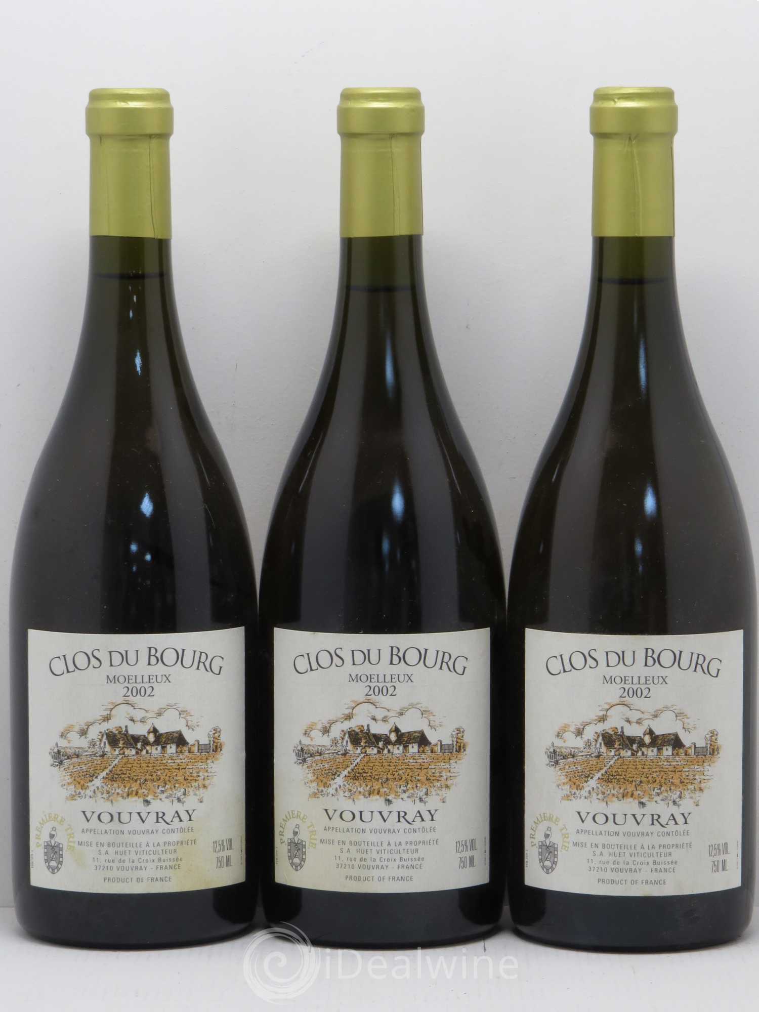 Vouvray Clos du Bourg Moelleux 1ère trie Domaine Huet 2002 - Lotto di 3 bottiglie - 0