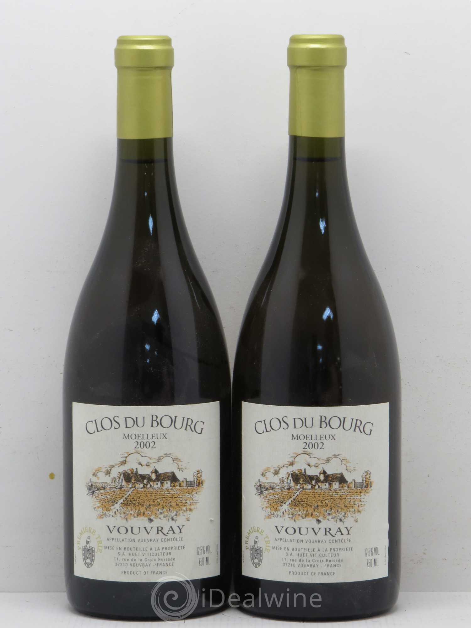 Vouvray Clos du Bourg Moelleux 1ère trie Domaine Huet 2002 - Lot de 2 bouteilles - 0