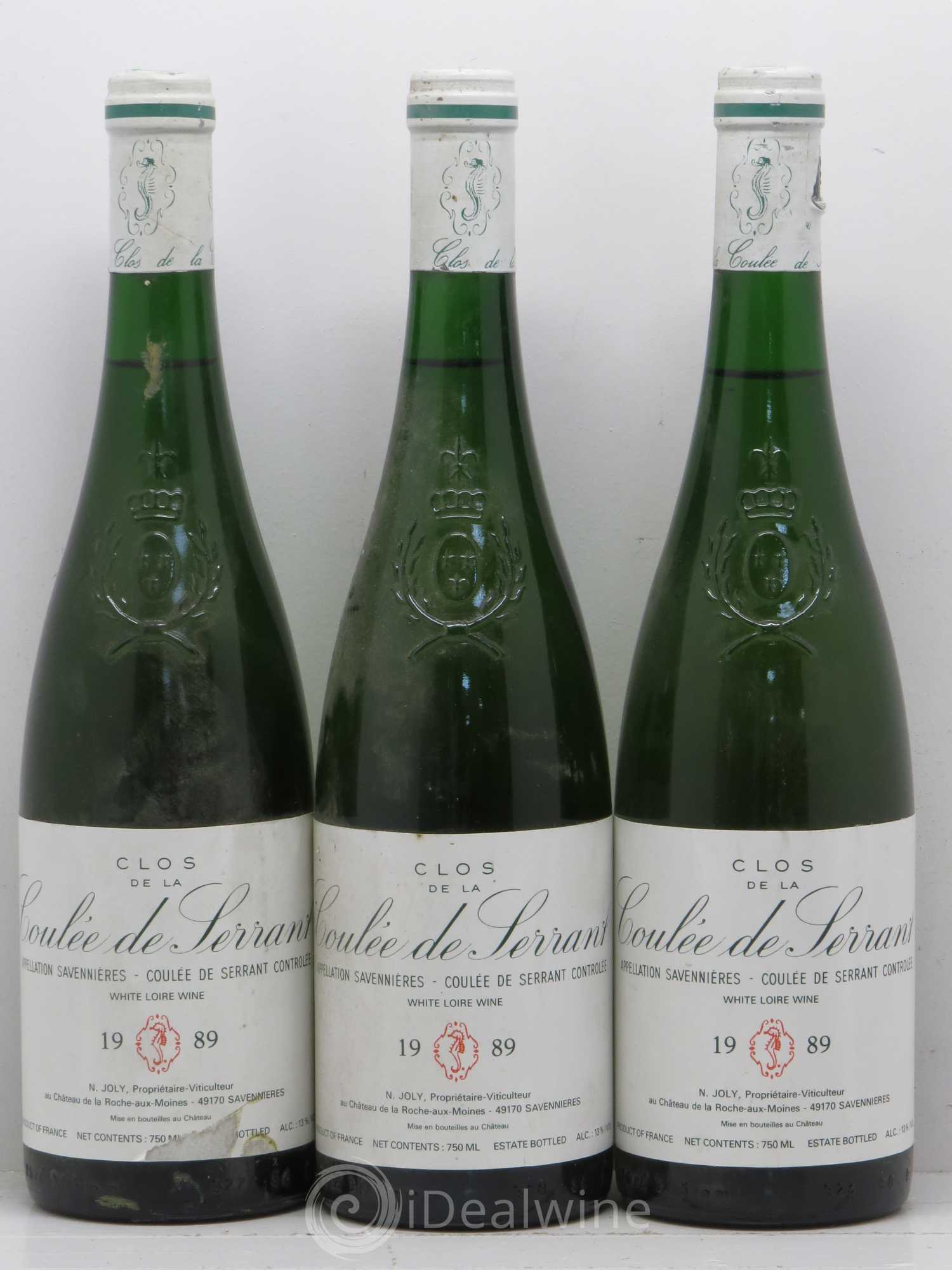 Savennières Clos de la Coulée de Serrant Vignobles de la Coulée de Serrant - Nicolas Joly 1989 - Lot de 3 bouteilles - 0