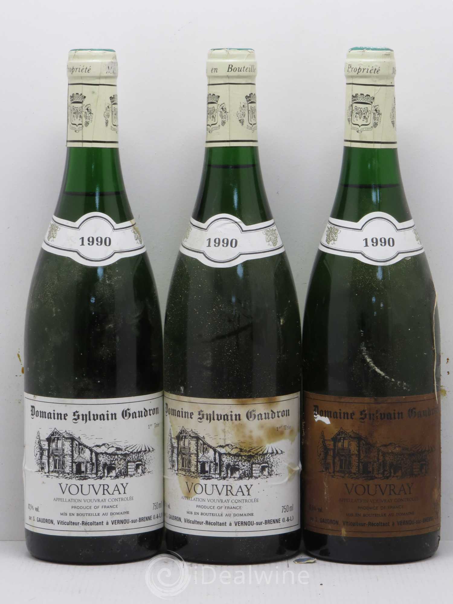 Vouvray Première Trie Sylvain Gaudron (sans prix de réserve) 1990 - Lotto di 3 bottiglie - 0