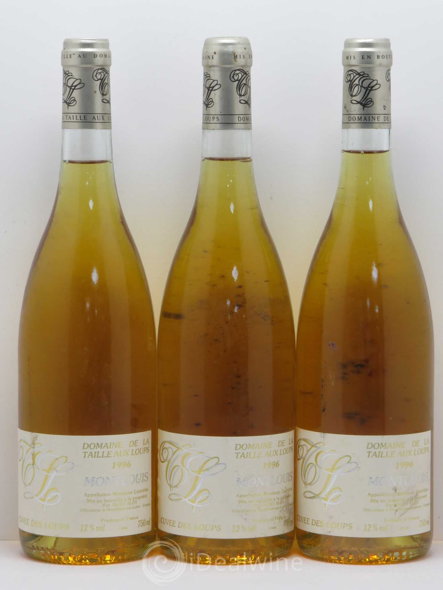 Montlouis-sur-Loire Cuvée des Loups La Taille aux Loups - Jacky Blot 1996 - Lotto di 3 bottiglie - 0