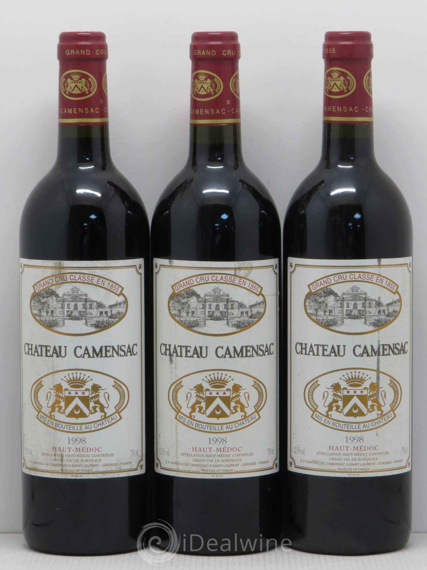 Château Camensac 5ème Grand Cru Classé 1998 - Lot de 3 bouteilles - 0