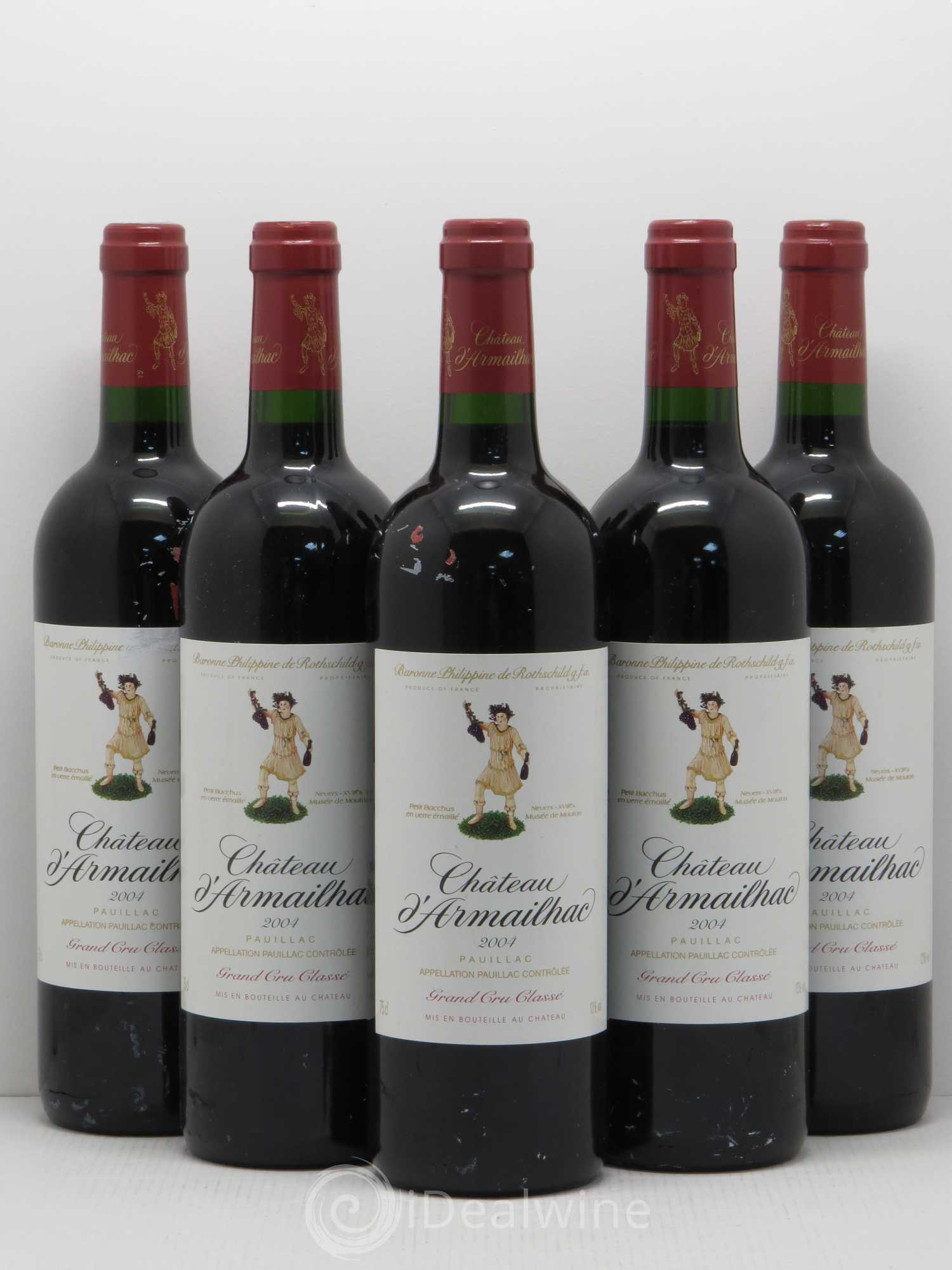 Château d' Armailhac - Mouton Baron(ne) Philippe 5ème Grand Cru Classé 2004 - Lot de 5 bouteilles - 0