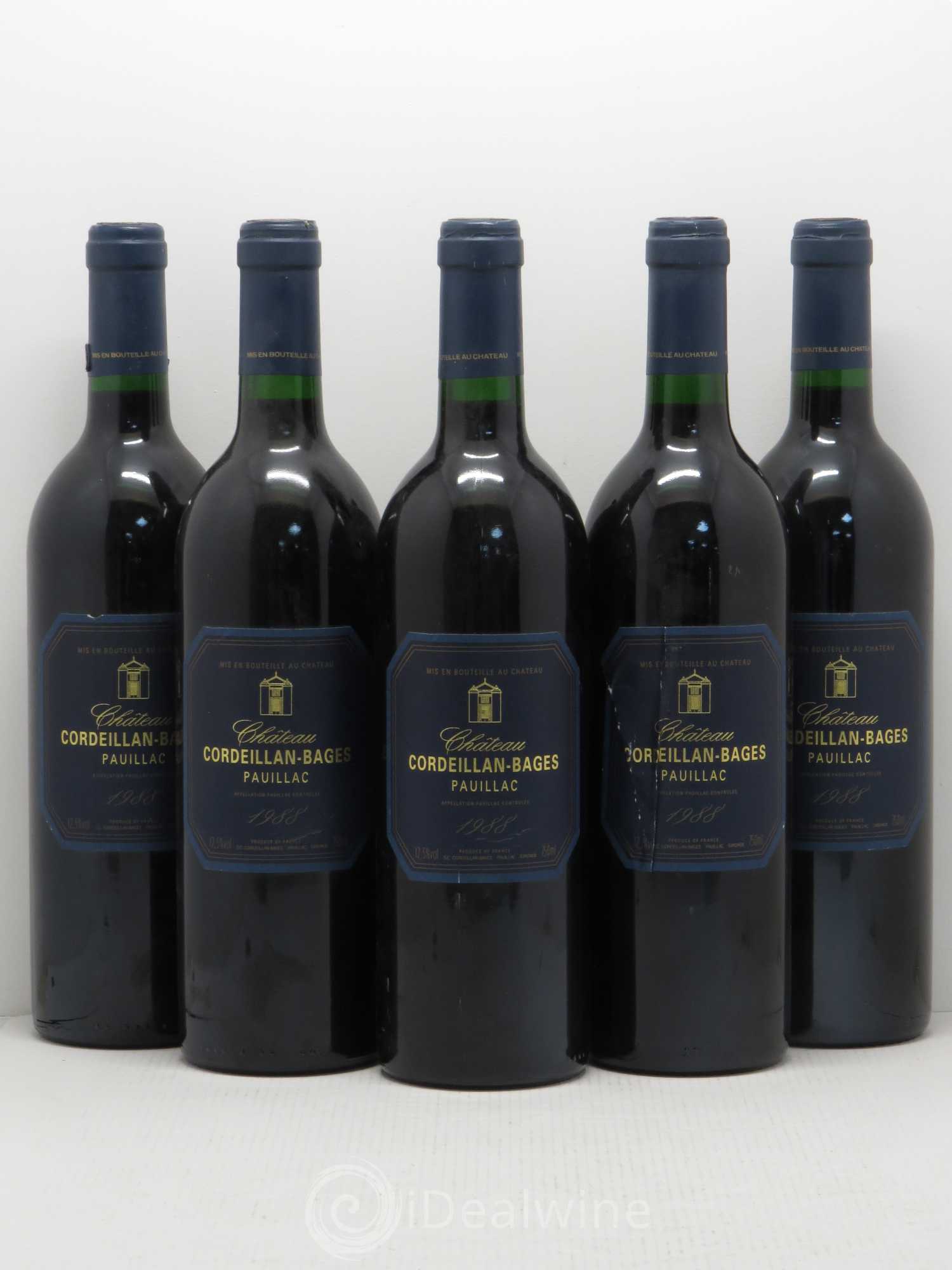 Pauillac Château Cordeillan Bages Domaine Cazes 1988 - Posten von 5 Flaschen - 0