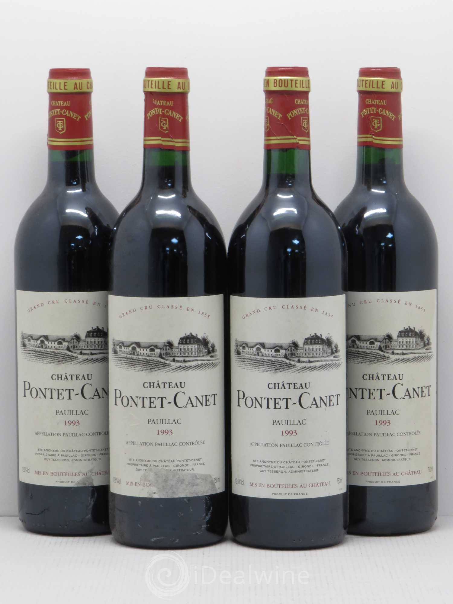 Château Pontet Canet 5ème Grand Cru Classé 1993 - Lot de 4 bouteilles - 0