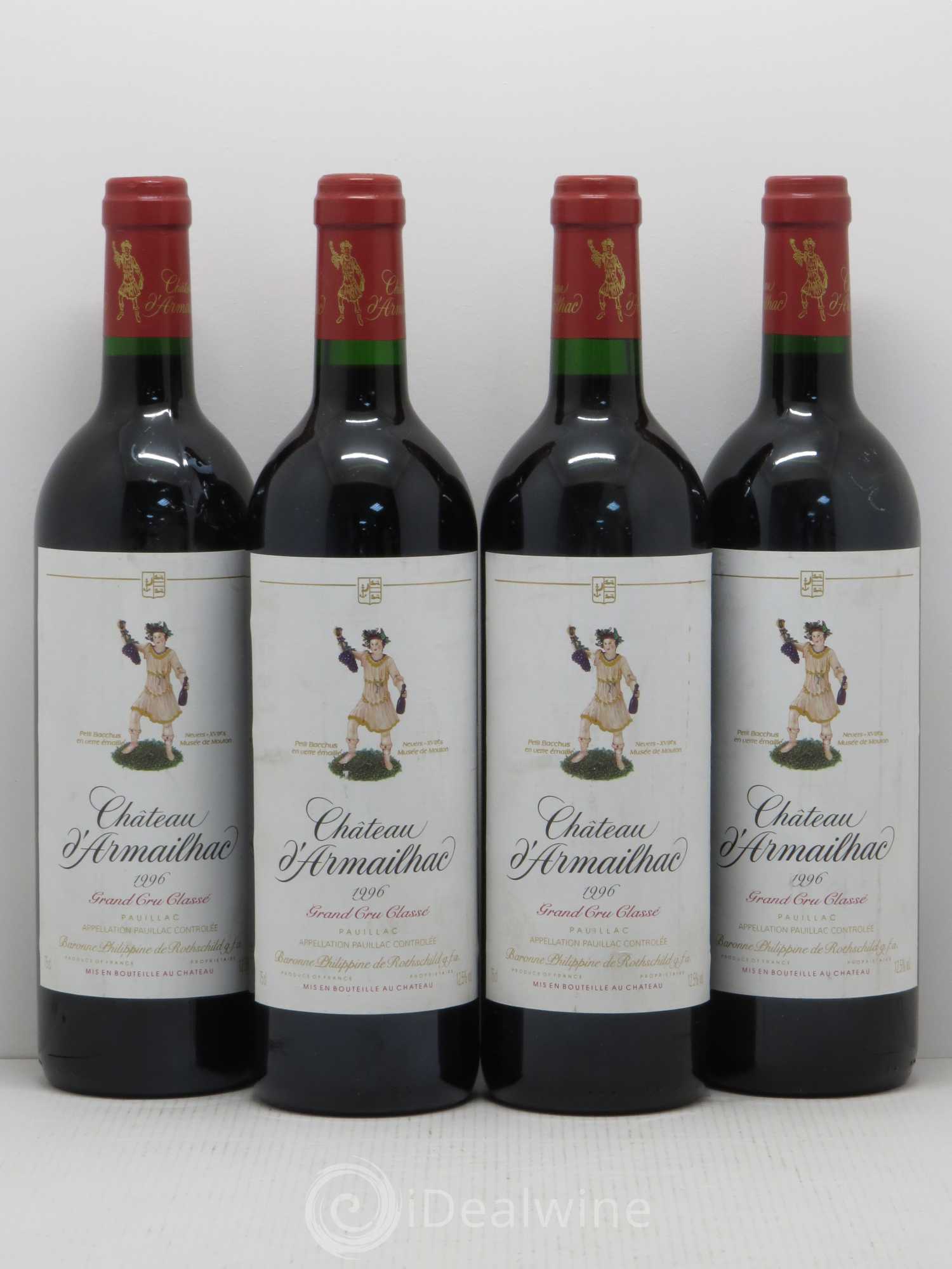 Château d' Armailhac - Mouton Baron(ne) Philippe 5ème Grand Cru Classé 1996 - Lot de 4 bouteilles - 0