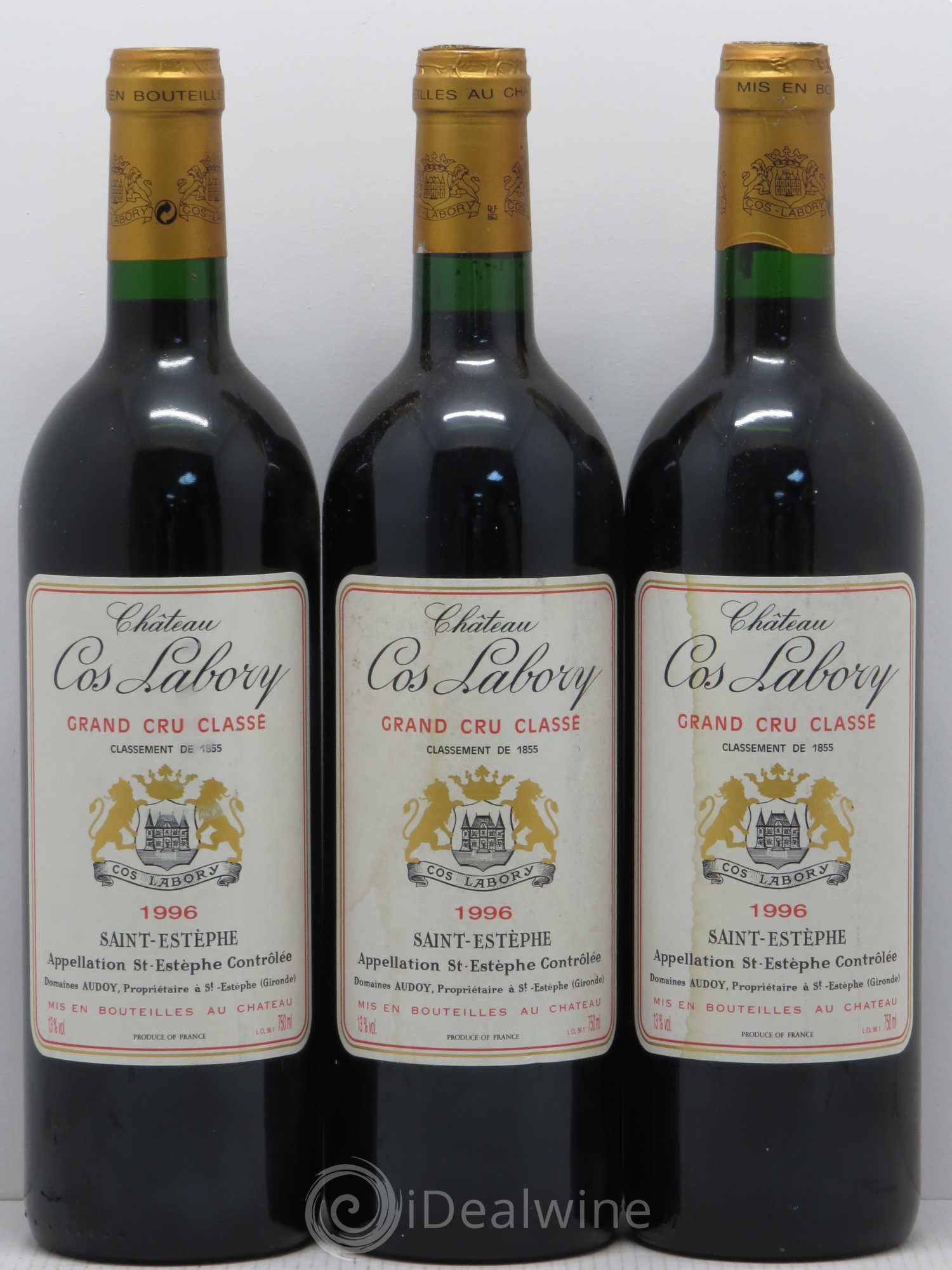 Château Cos Labory 5ème Grand Cru Classé 1996 - Lot de 3 bouteilles - 0
