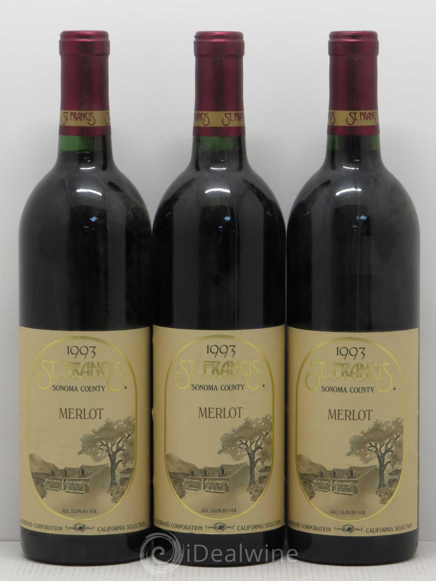 USA Saint Francis Merlot Sonoma County 1993 - Posten von 3 Flaschen - 0