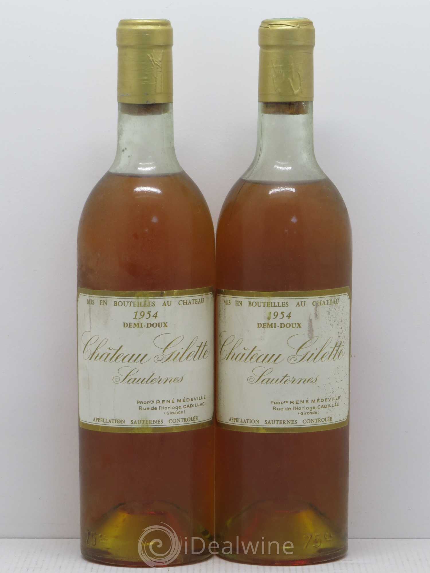 Sauternes Château Gilette demi doux 1954 - Lotto di 2 bottiglie - 0