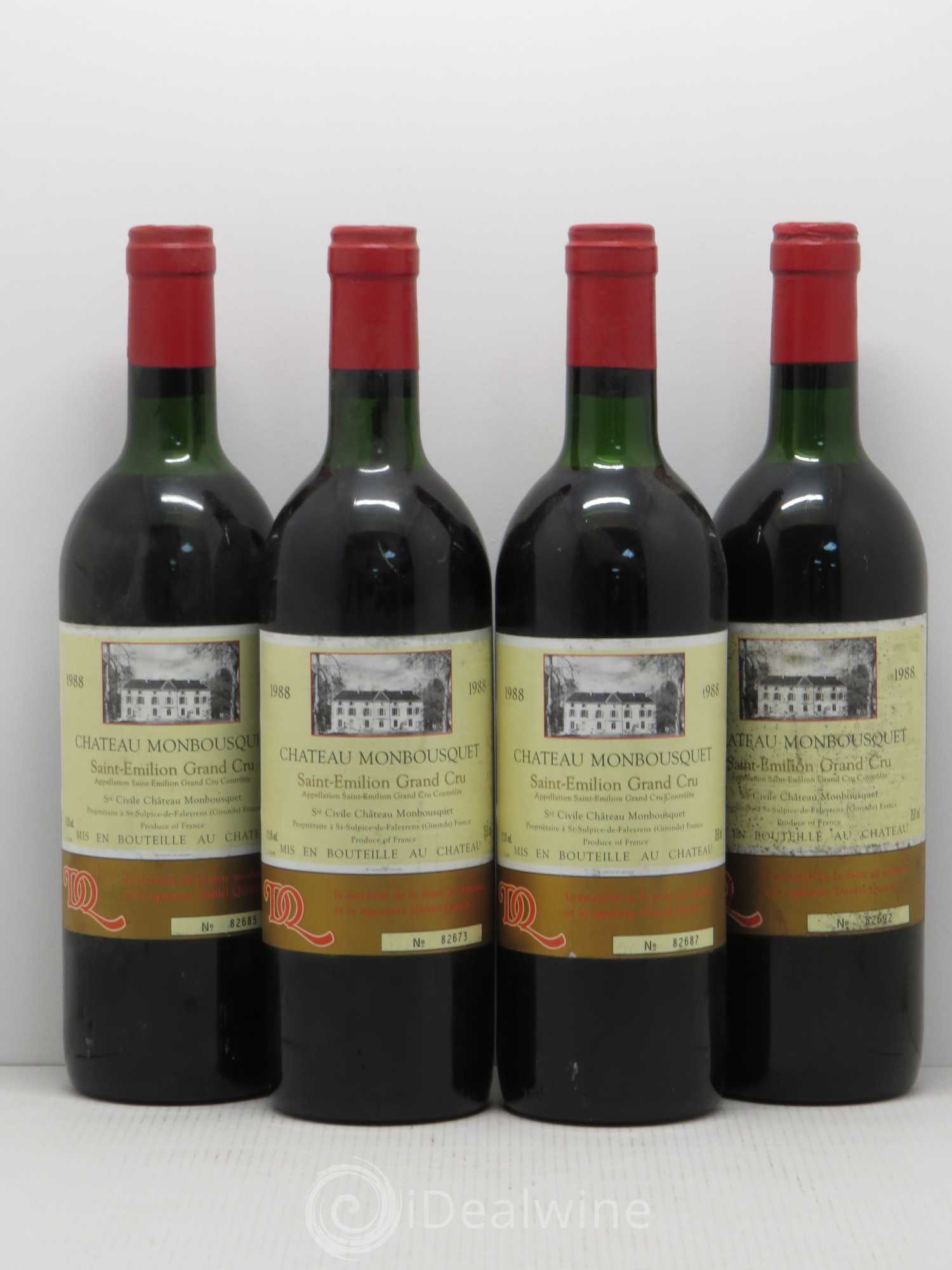 Château Monbousquet Grand Cru Classé 1988 - Lot de 4 bouteilles - 0