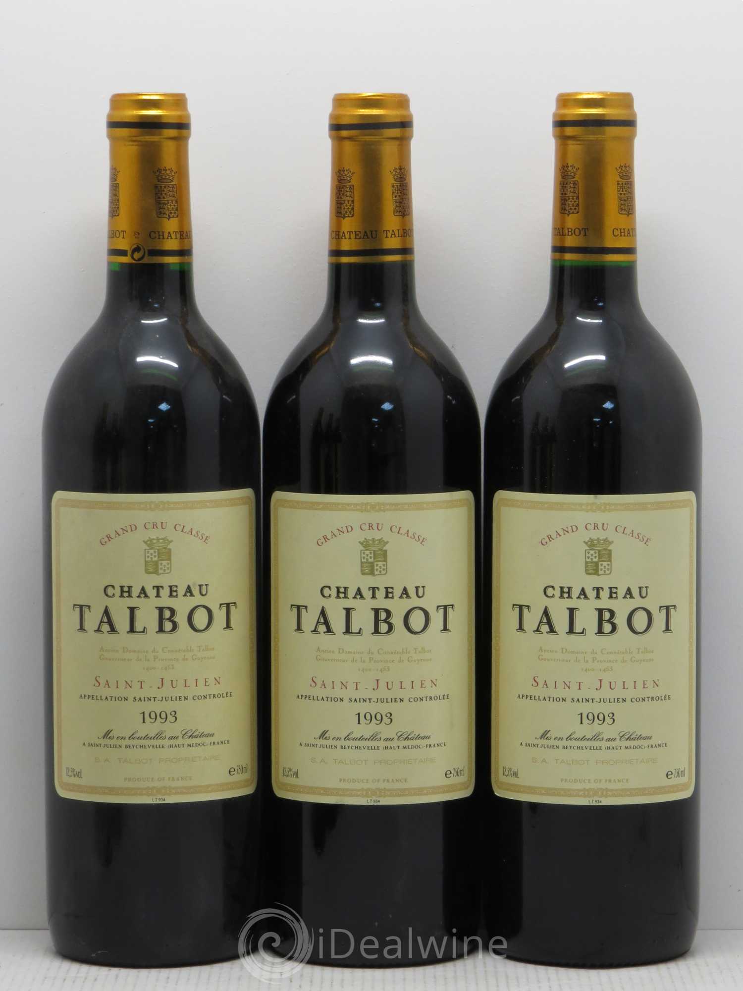 Château Talbot 4ème Grand Cru Classé 1993 - Lot de 6 bouteilles - 1
