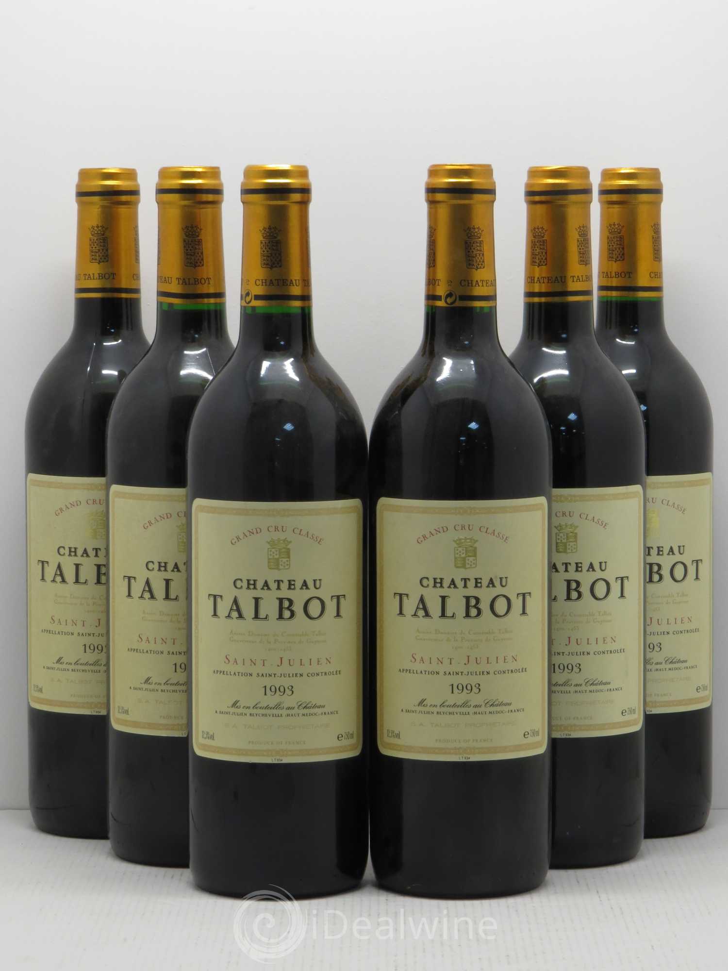 Château Talbot 4ème Grand Cru Classé 1993 - Lot de 6 bouteilles - 0