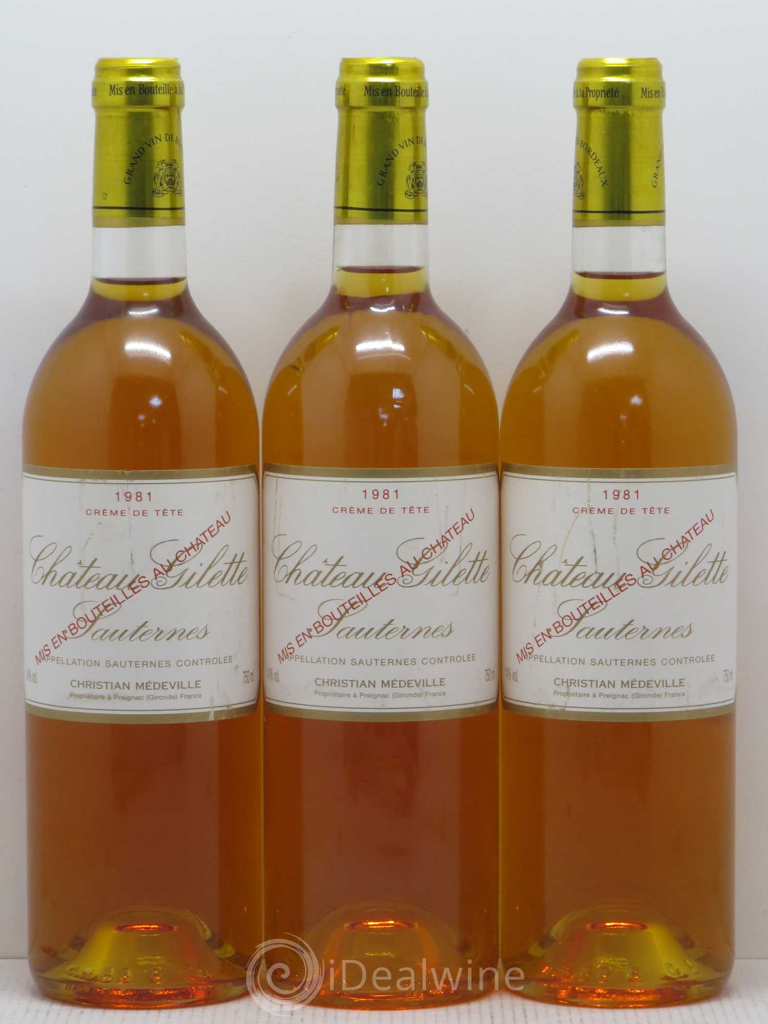 Château Gilette Crème de tête 1981 - Lotto di 3 bottiglie - 0