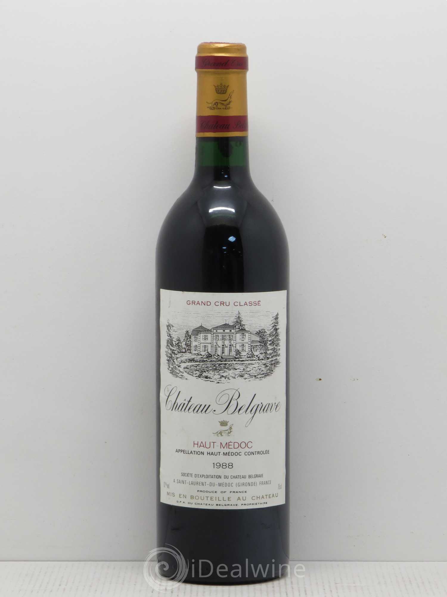 Château Belgrave 5ème Grand Cru Classé 1988 - Lot de 1 bouteille - 0