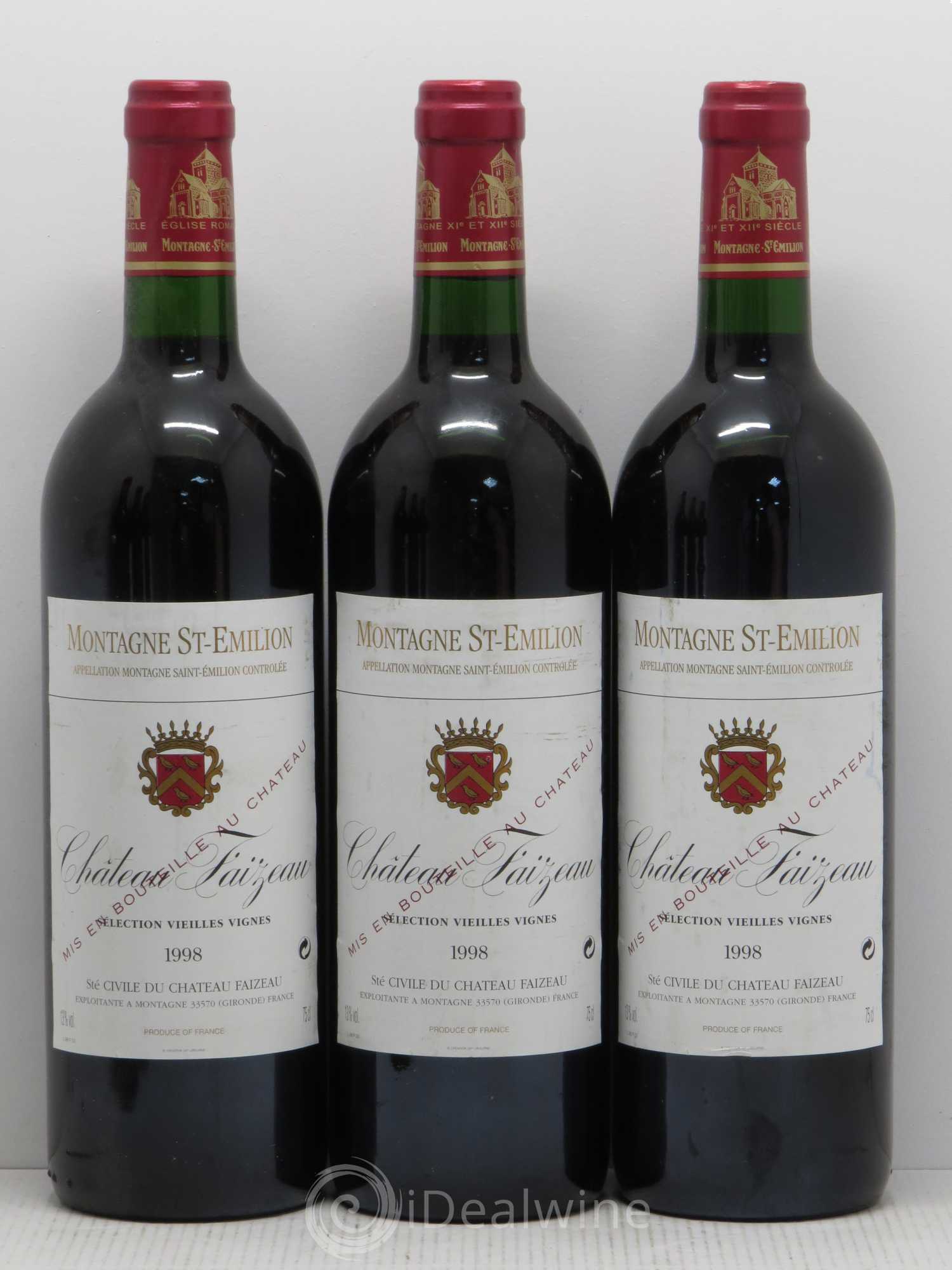 Montagne Saint-Émilion Château Faizeau Vieilles Vignes 1998 - Posten von 6 Flaschen - 1