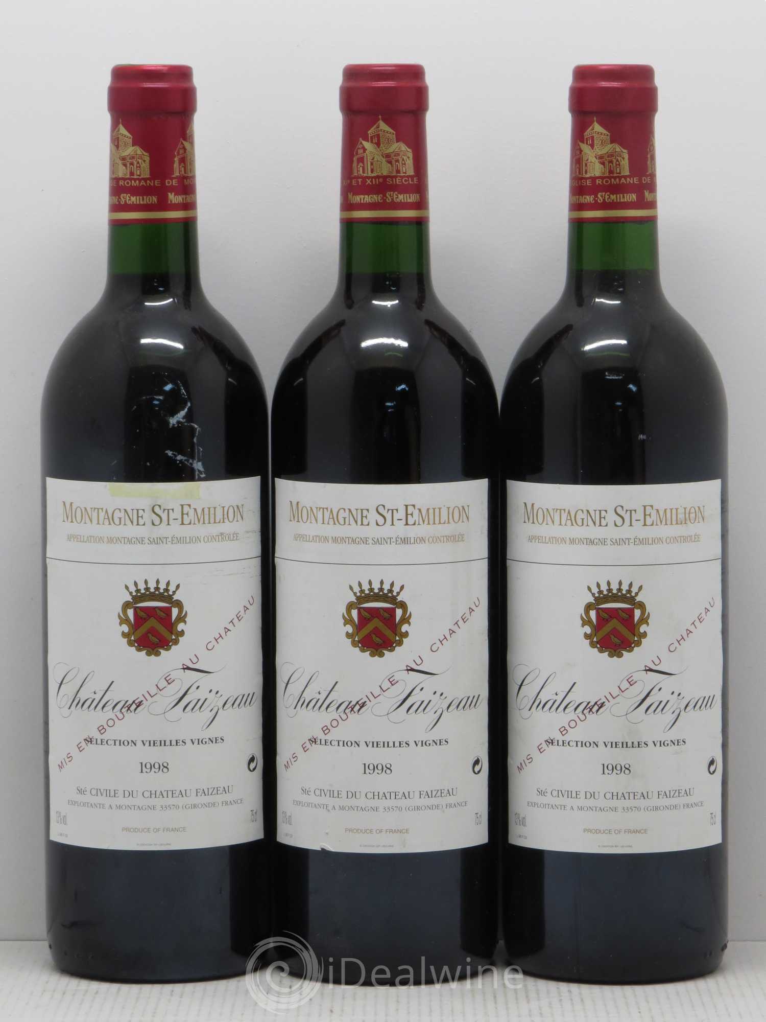 Montagne Saint-Émilion Château Faizeau Vieilles Vignes 1998 - Posten von 6 Flaschen - 2