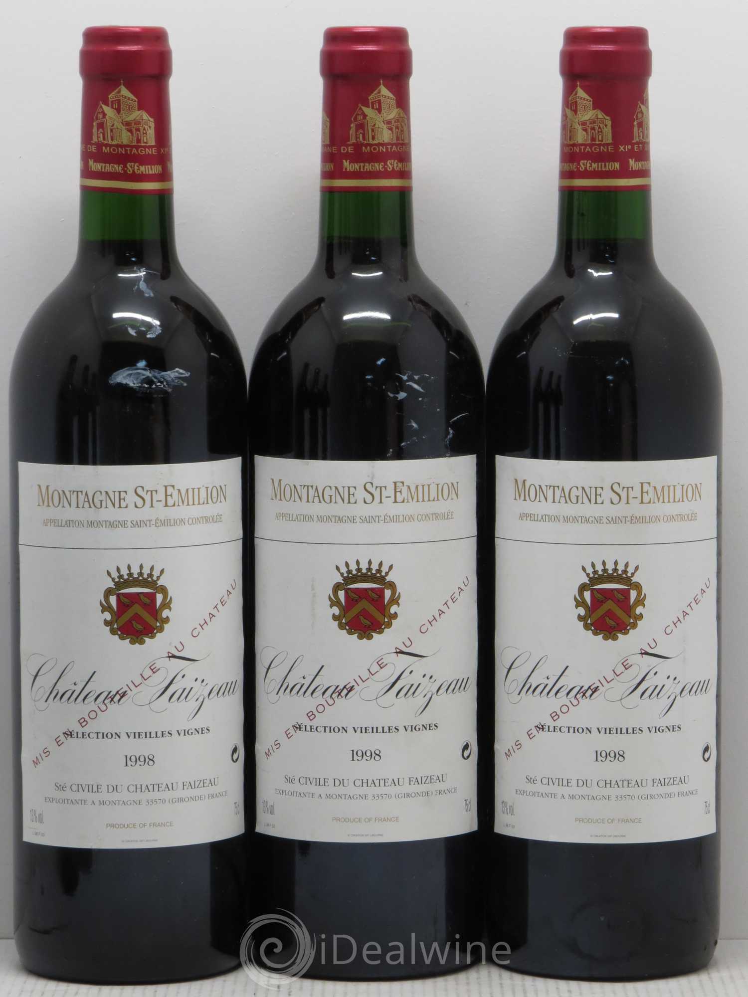 Montagne Saint-Émilion Château Faizeau Vieilles Vignes 1998 - Posten von 6 Flaschen - 1