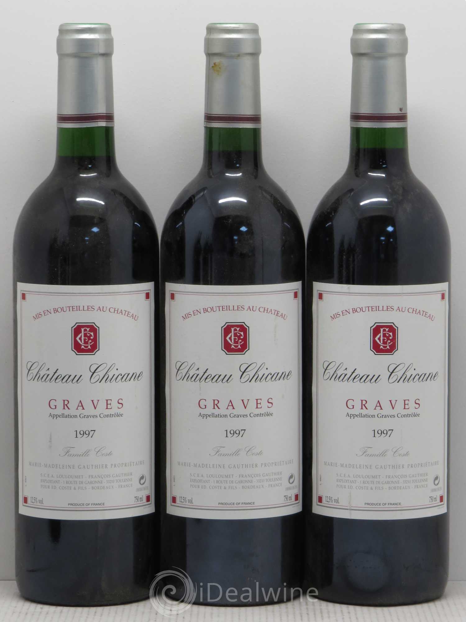 Graves Château Chicane 1997 - Lot de 6 bouteilles - 1