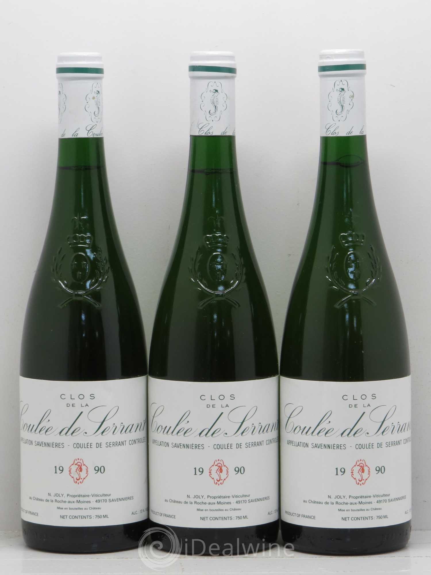 Savennières Clos de la Coulée de Serrant Vignobles de la Coulée de Serrant - Nicolas Joly 1990 - Lot de 3 bouteilles - 0