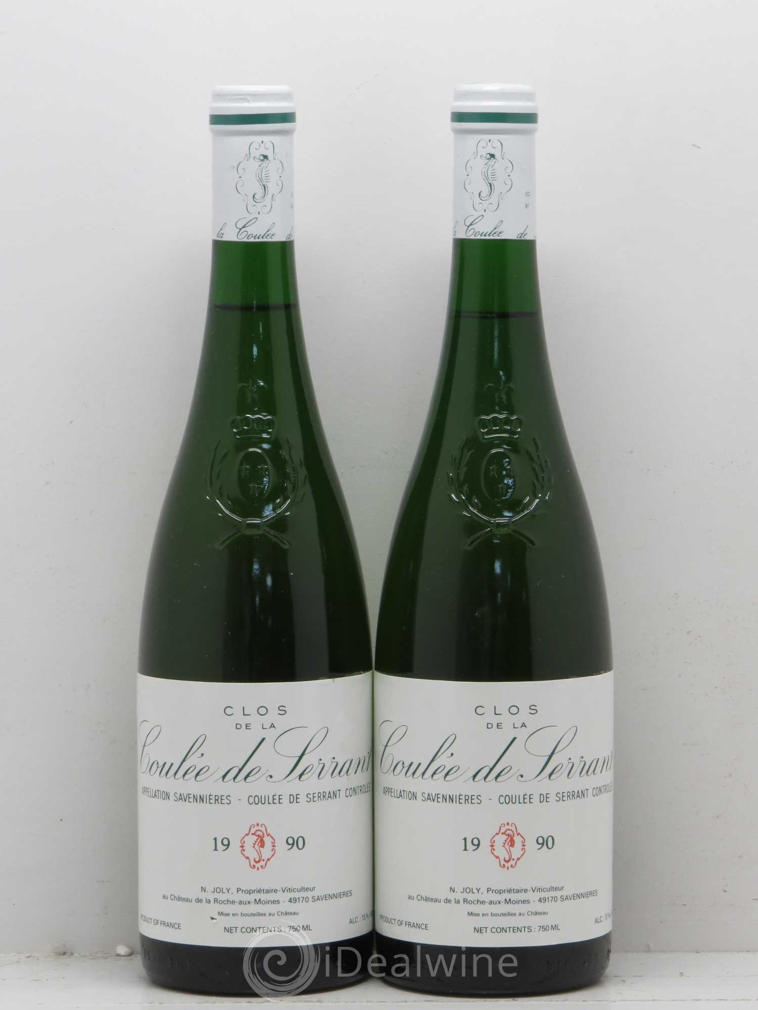 Savennières Clos de la Coulée de Serrant Vignobles de la Coulée de Serrant - Nicolas Joly 1990 - Lot de 2 bouteilles - 0