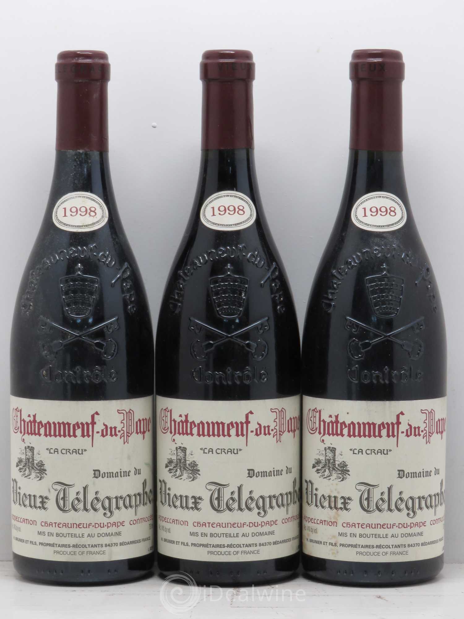 Châteauneuf-du-Pape Vieux Télégraphe (Domaine du) Vignobles Brunier 1998 - Lot de 3 bouteilles - 0