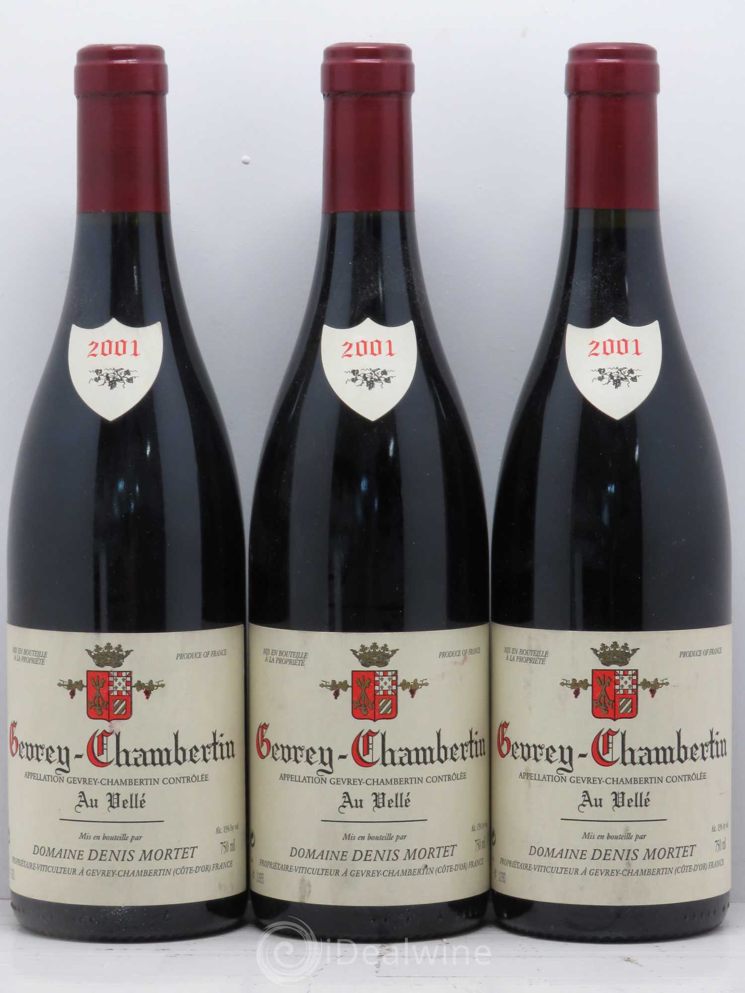 Gevrey-Chambertin Denis Mortet (Domaine) Au Velle 2001 - Lot de 3 bouteilles - 0