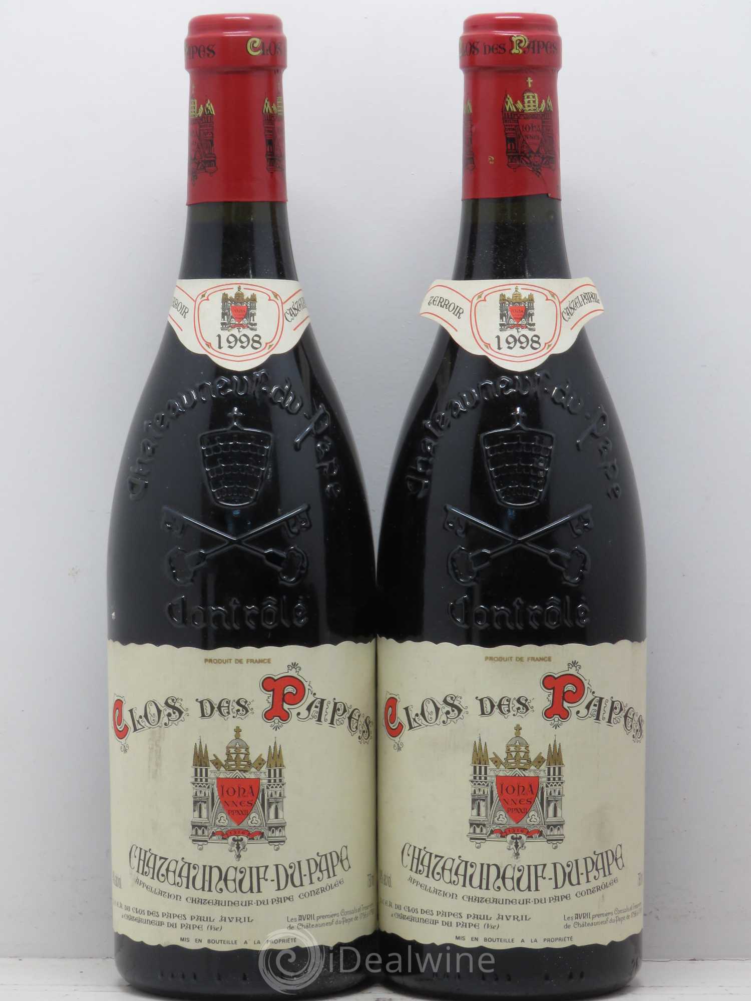 Châteauneuf-du-Pape Clos des Papes - Paul Avril 1998 - Lot de 5 bouteilles - 2