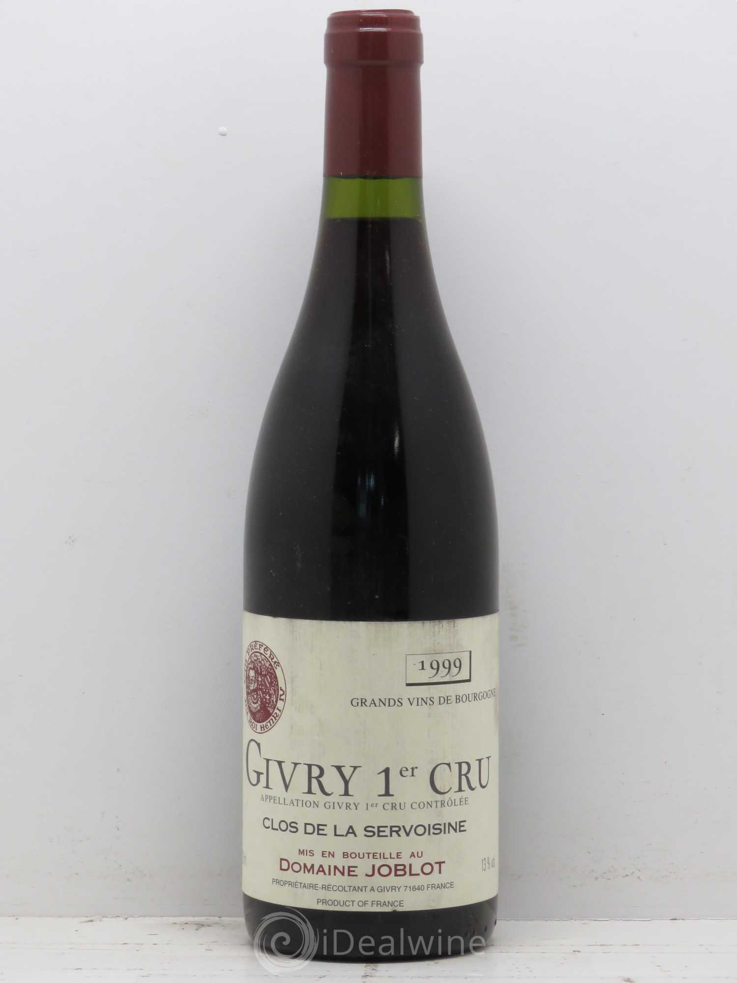 Givry 1er Cru Servoisine Joblot (Domaine) 1999 - Lot de 1 bouteille - 0