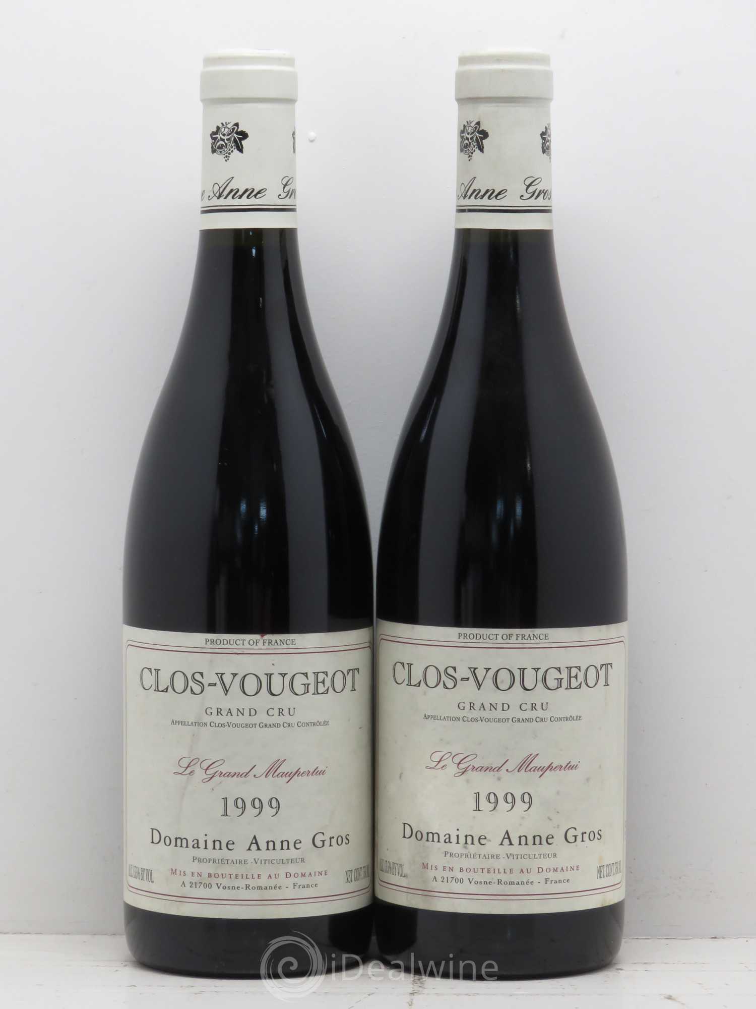 Clos de Vougeot Grand Cru Le Grand Maupertui Anne Gros 1999 - Lot de 2 bouteilles - 0