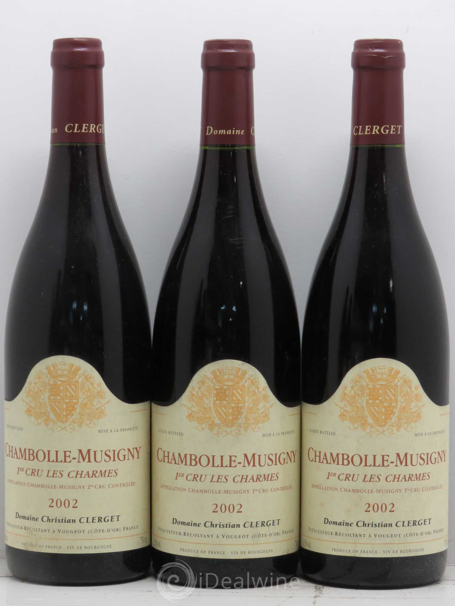 Chambolle-Musigny 1er Cru Les Charmes Christian Clerget 2002 - Lot de 5 bouteilles - 1