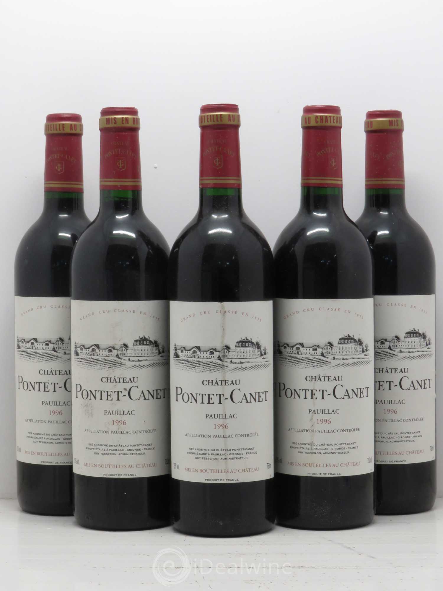 Château Pontet Canet 5ème Grand Cru Classé 1996 - Lot de 5 bouteilles - 0