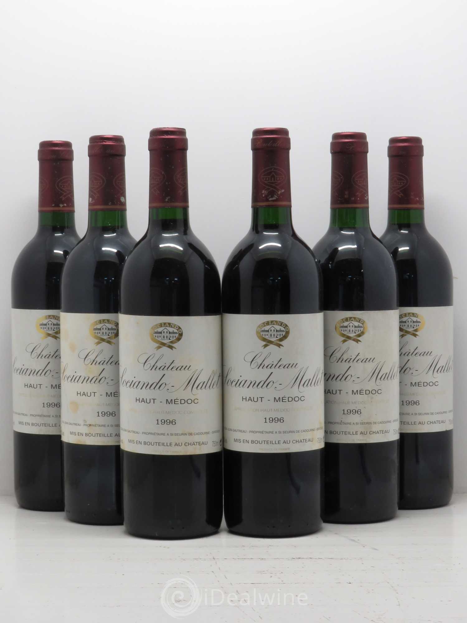 Château Sociando Mallet 1996 - Lot de 6 bouteilles - 0
