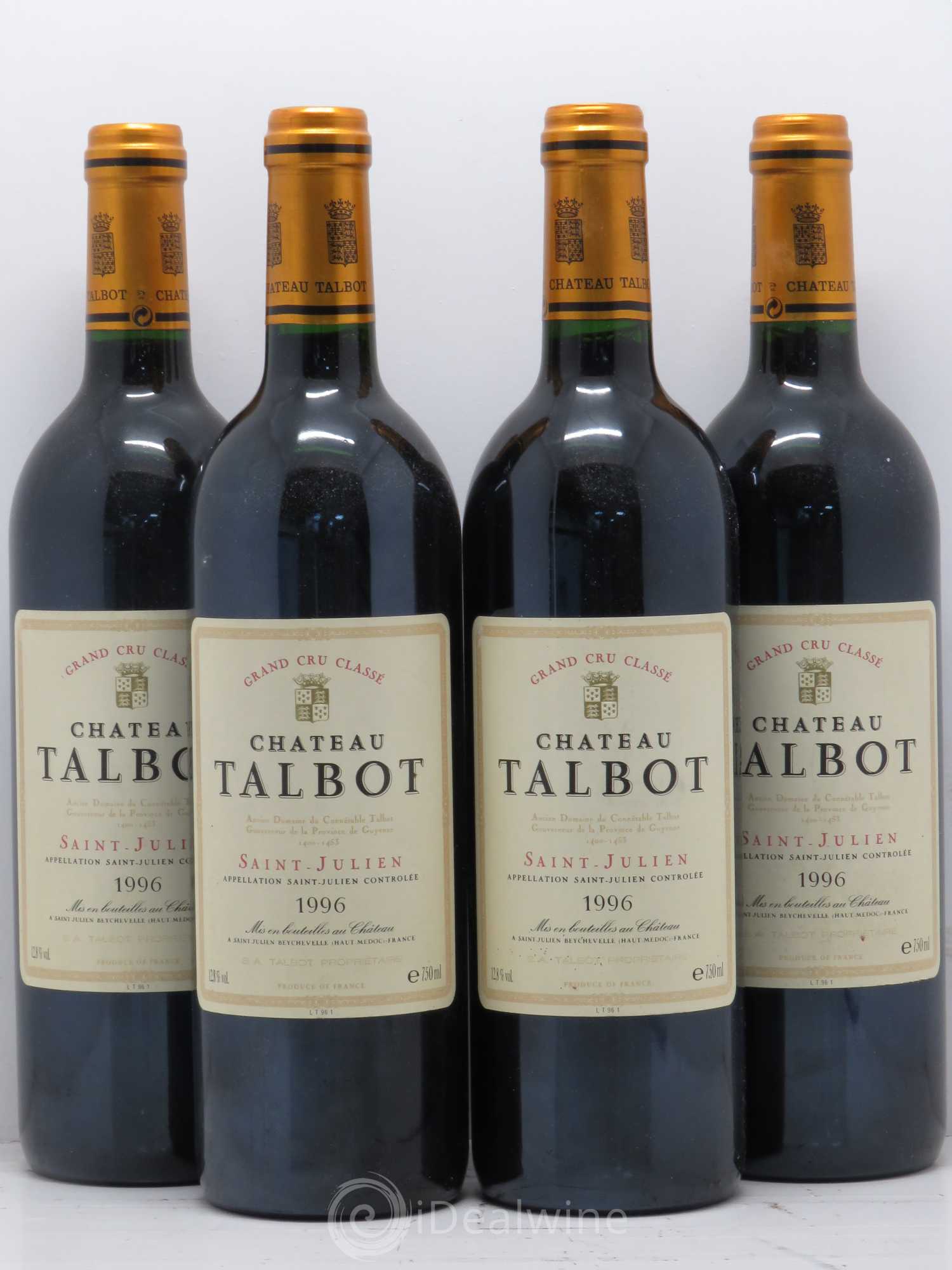 Château Talbot 4ème Grand Cru Classé 1996 - Lot de 4 bouteilles - 0