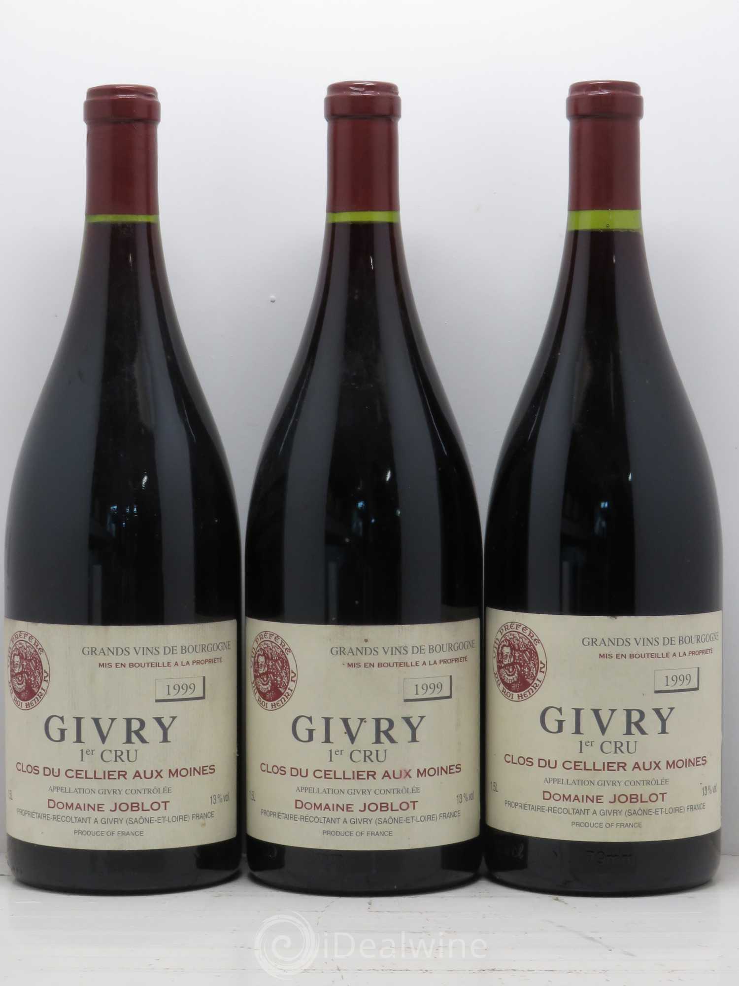 Givry 1er Cru Clos du Cellier aux Moines Joblot (Domaine) 1999 - Lot de 3 magnums - 0