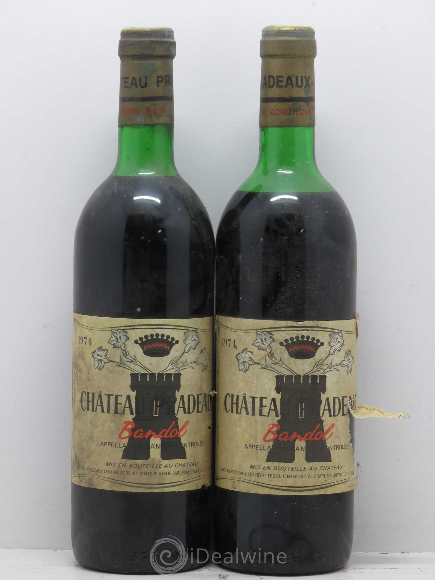 Bandol Château Pradeaux Famille Portalis 1974 - Lot de 2 bouteilles - 0