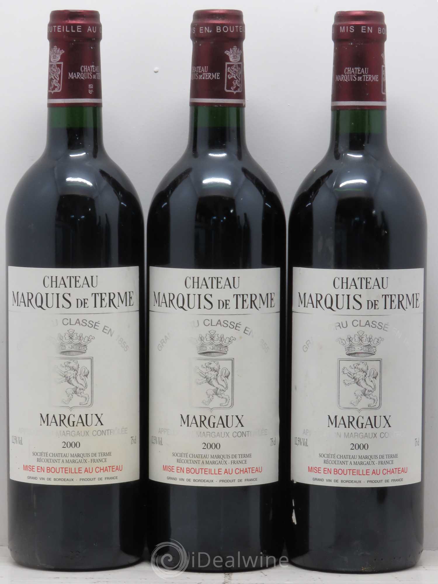 Château Marquis de Terme 4ème Grand Cru Classé 2000 - Lot de 5 bouteilles - 1