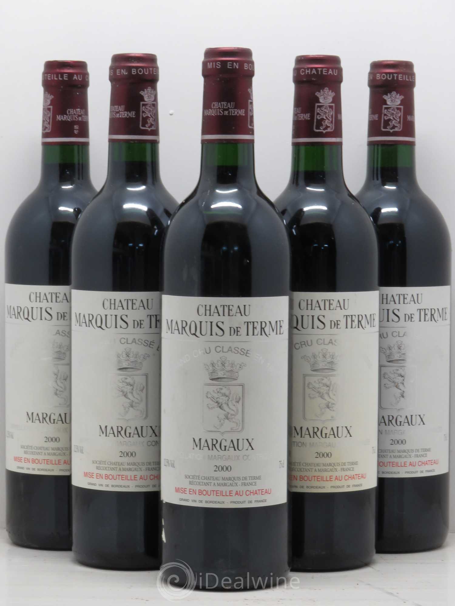 Château Marquis de Terme 4ème Grand Cru Classé 2000 - Lot de 5 bouteilles - 0