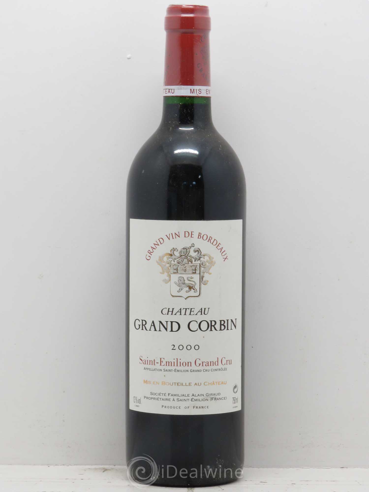 Château Grand Corbin Grand Cru Classé 2000 - Lot de 1 bouteille - 0