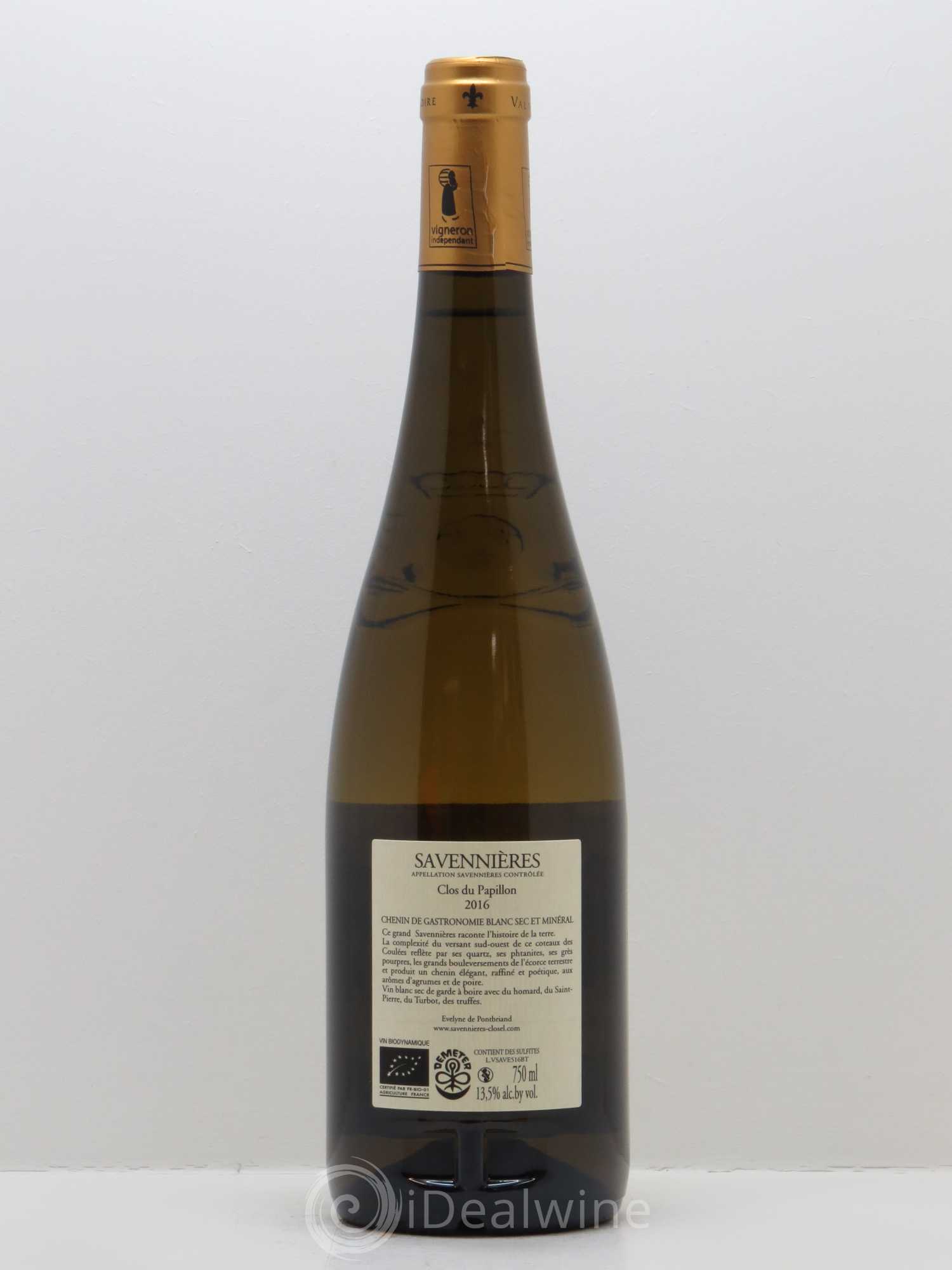Savennières Clos du Papillon Domaine du Closel 2016 - Lot de 1 bouteille - 1