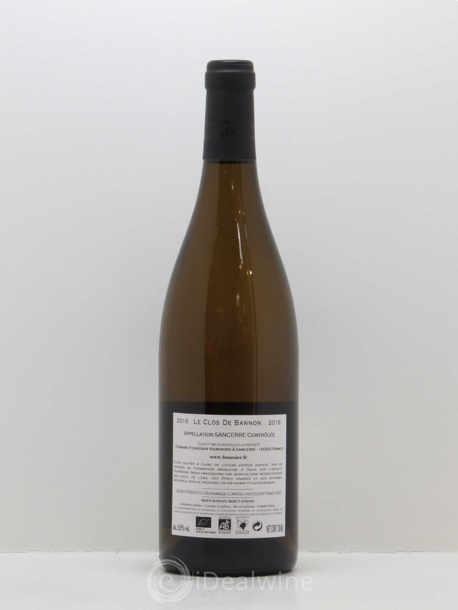 Sancerre Le Clos de Bannon Fouassier (Domaine) 2016 - Lot de 1 bouteille - 1