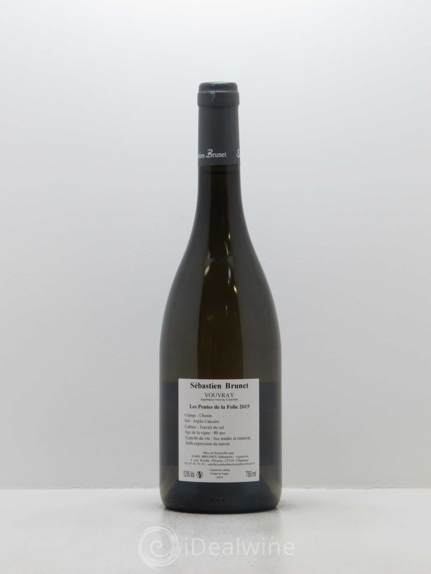 Vouvray Les Pentes de la Folie Sébastien Brunet 2015 - Lot de 1 bouteille - 1