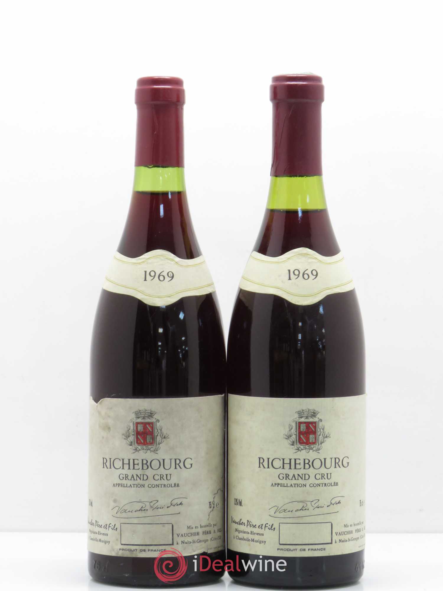 Richebourg Grand Cru Vaucher Père et Fils 1969 - Lot de 2 bouteilles - 0