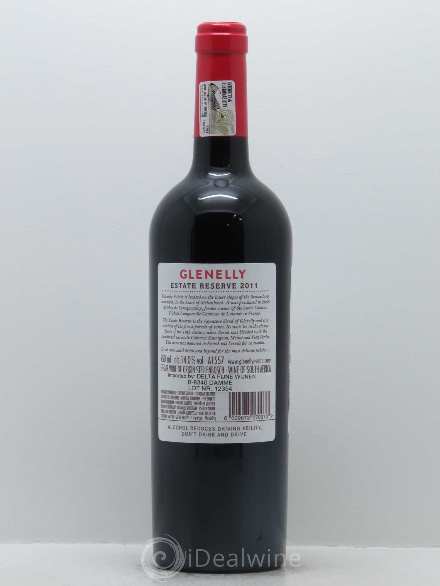 Stellenbosch Glenelly Estate Reserve Rouge 2011 - Lot de 1 bouteille - 1