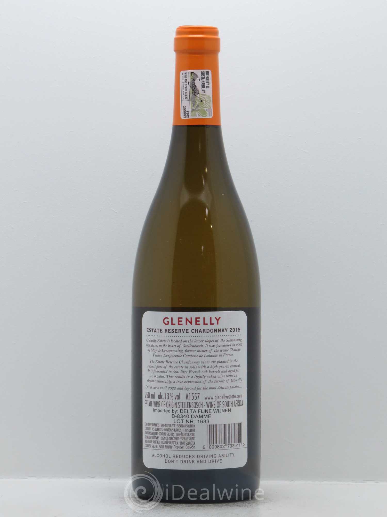 Stellenbosch Glenelly Estate Reserve Chardonnay 2015 - Lot de 1 bouteille - 1