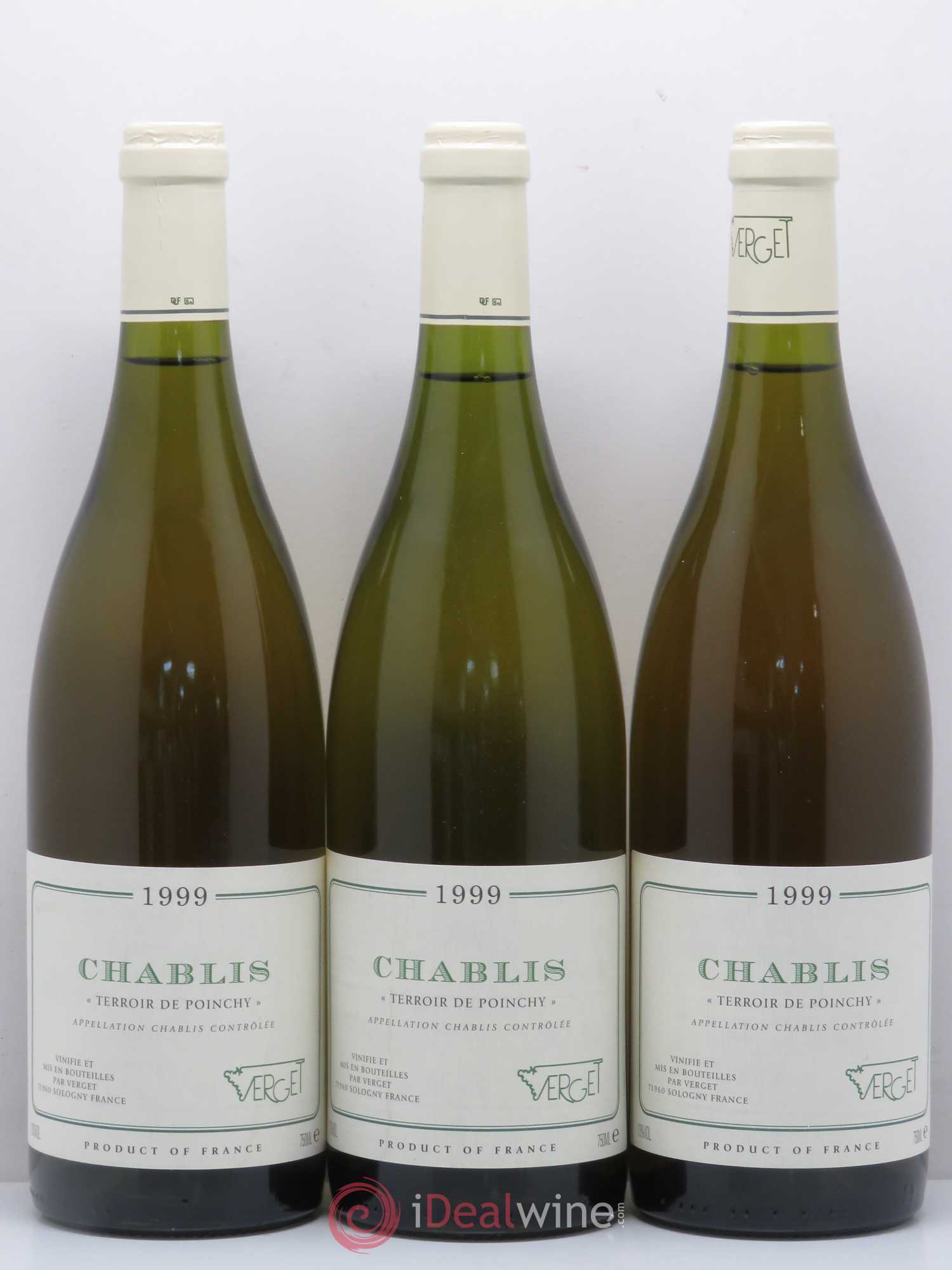 Chablis Terroir De Poinchy Verget (sans prix de réserve) 1999 - Lot de 3 bouteilles - 0