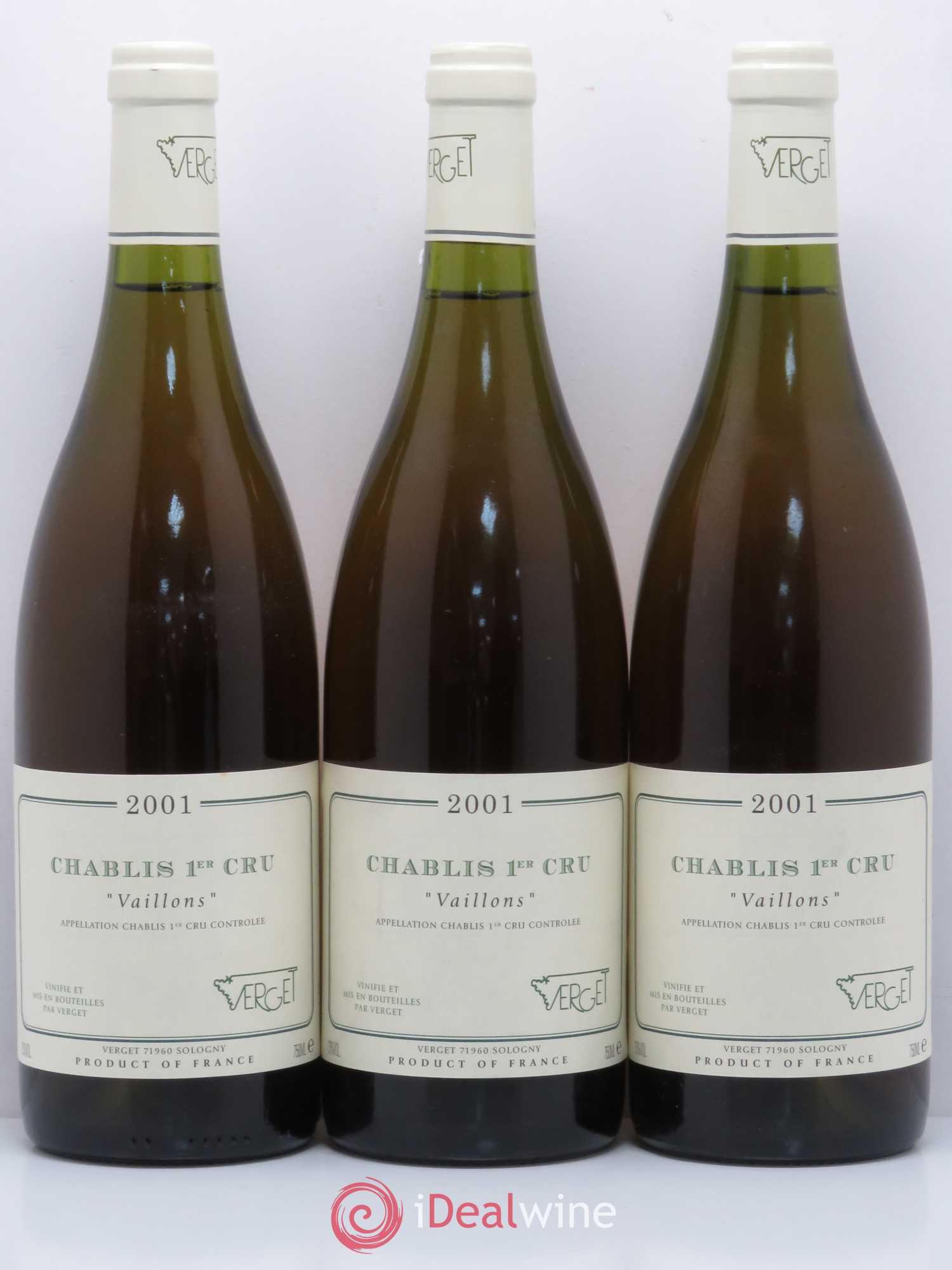Chablis 1er Cru Vaillons Verget 2001 - Lot de 3 bouteilles - 0