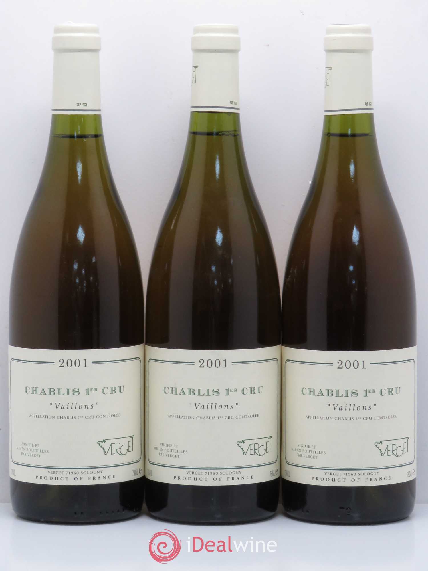 Chablis 1er Cru Vaillons Verget 2001 - Lot de 3 bouteilles - 0