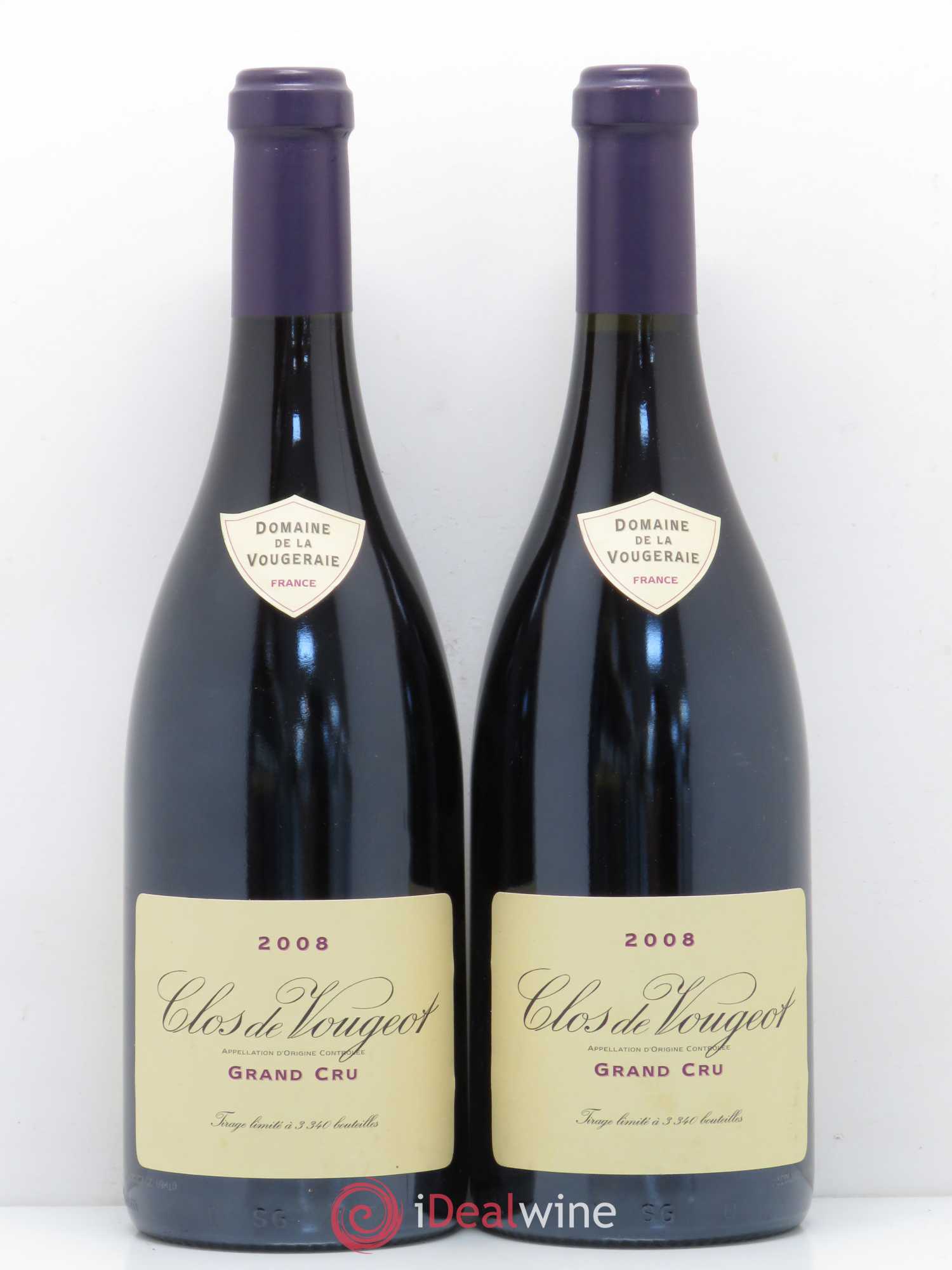 Clos de Vougeot Grand Cru La Vougeraie 2008 - Lot de 2 bouteilles - 0